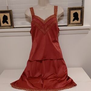 Brown Satin Chemise with Adjustable Straps